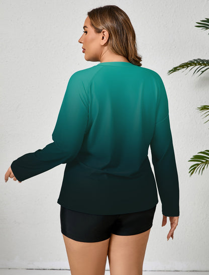 Holiday Uniform Plus Size Swim Shirt with Built in Bra and Shorts with Pockets