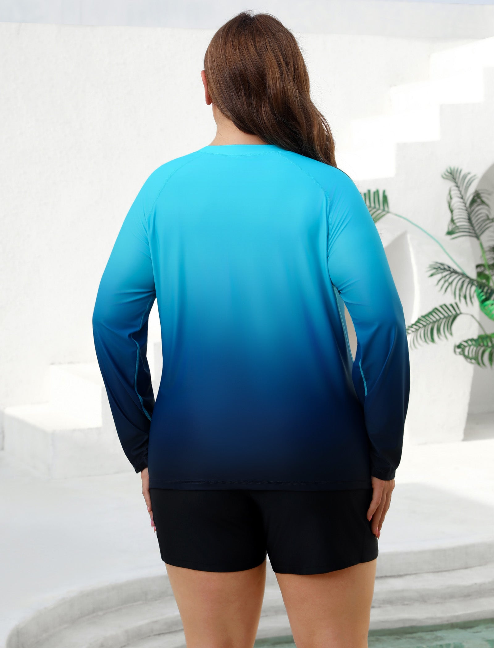 Holiday Uniform Plus Size Swim Shirt with Built in Bra and Shorts with Pockets