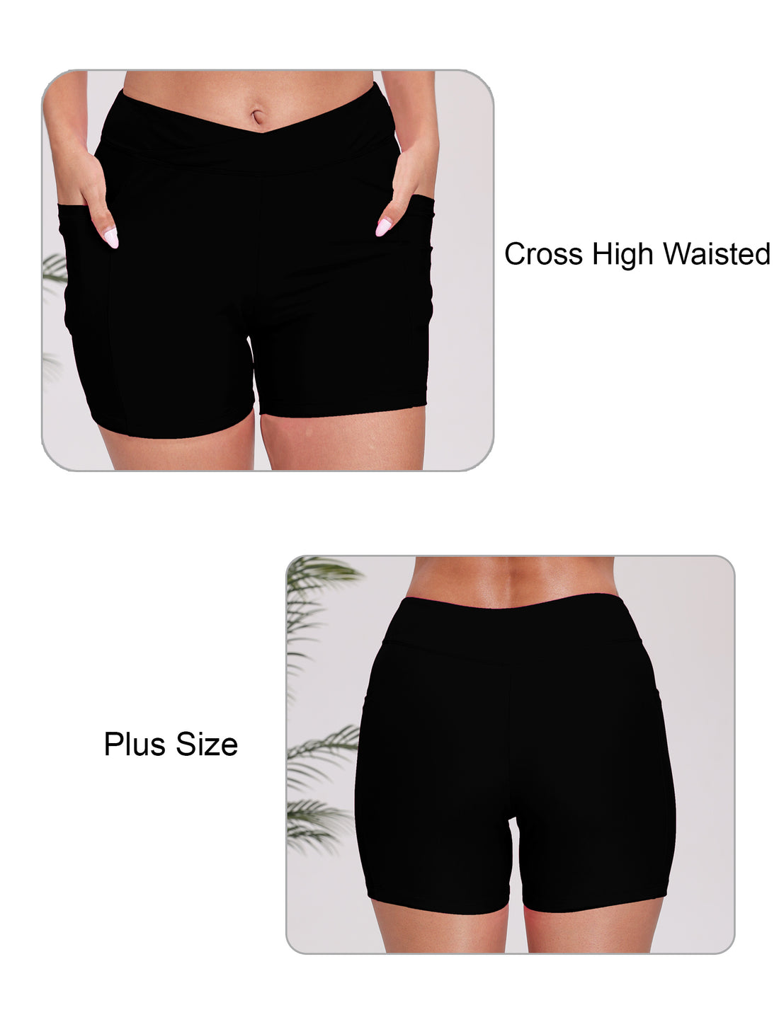 Cross High Waisted 5" Swim Board Shorts with Pockets (Available in Plus)
