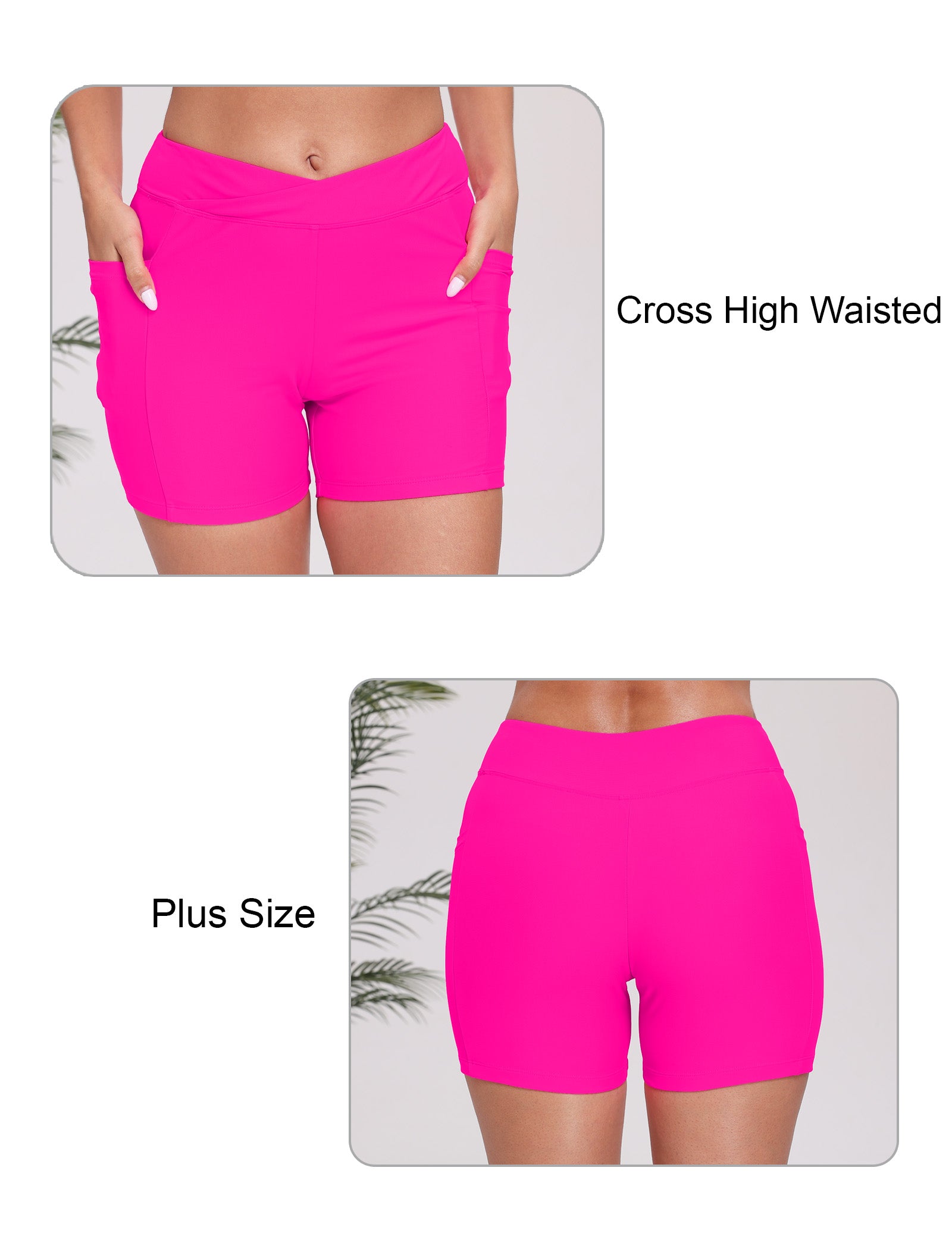 Cross High Waisted 5" Swim Board Shorts with Pockets (Available in Plus)