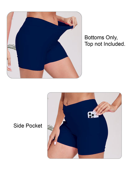 Cross High Waisted 5" Swim Board Shorts with Pockets (Available in Plus)