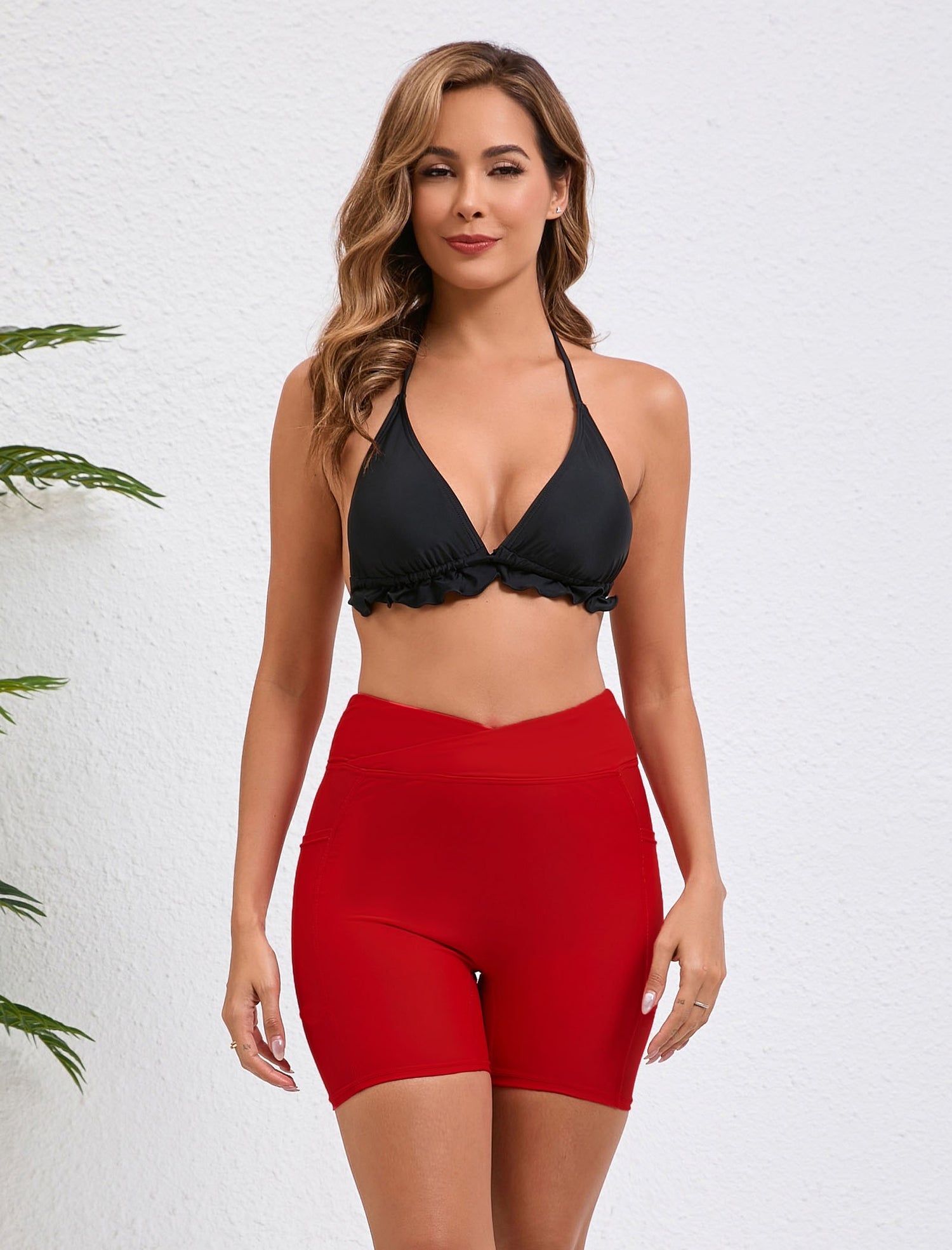 Cross High Waisted 5" Swim Board Shorts with Pockets (Available in Plus)