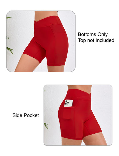 Cross High Waisted 5" Swim Board Shorts with Pockets (Available in Plus)