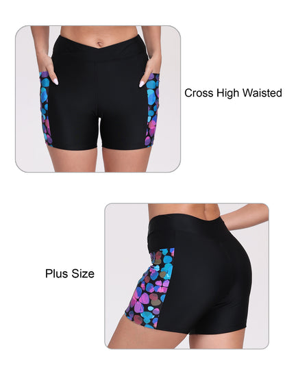 Cross High Waisted 5" Swim Board Shorts with Pockets (Available in Plus)