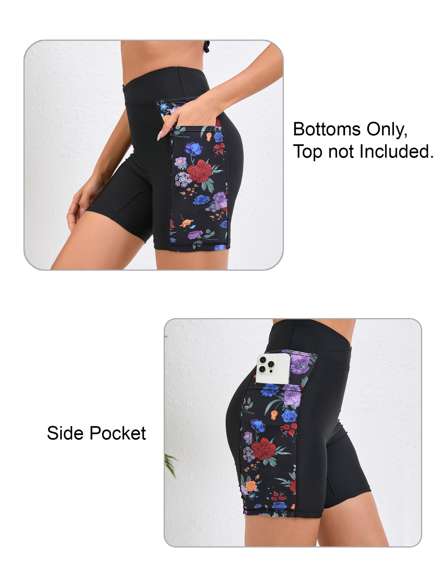 Cross High Waisted 5" Swim Board Shorts with Pockets (Available in Plus)