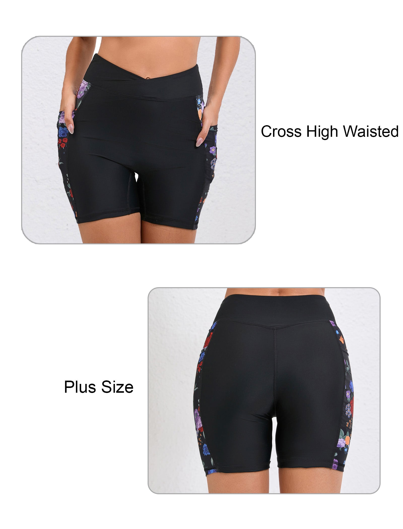 Cross High Waisted 5" Swim Board Shorts with Pockets (Available in Plus)