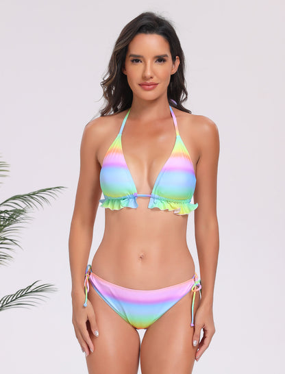 Frame Your Glow Triangle Bikini Top with Tie Side Bottoms