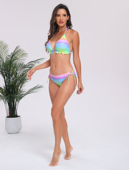 Frame Your Glow Triangle Bikini Top with Tie Side Bottoms