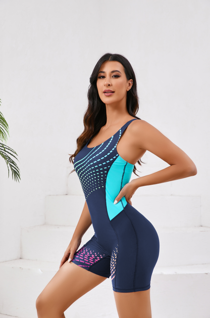 Halcurt Damen Boyleg Einteiler Badeanzug Sportbademode