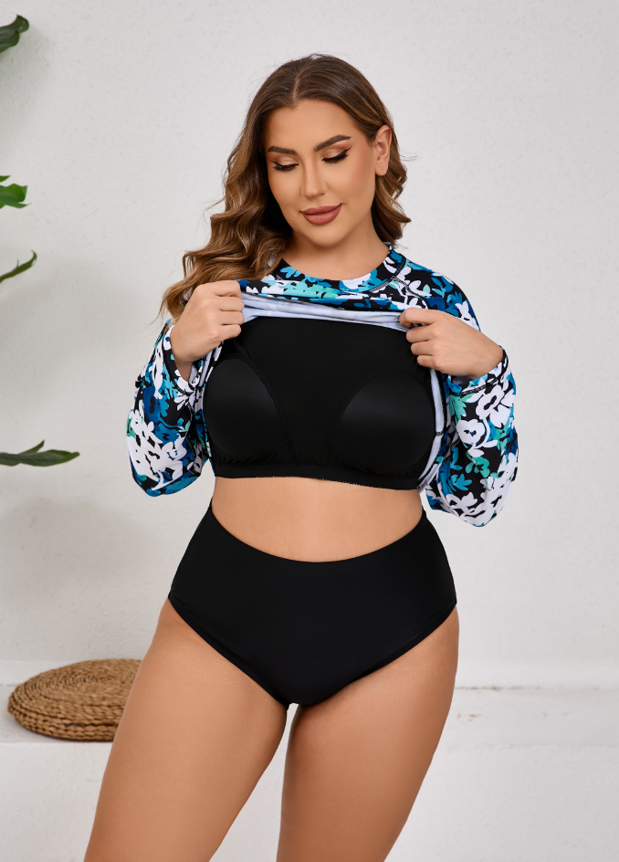 Halcurt Women Plus Size Rash Guard Swimwear