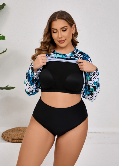 Halcurt Women Plus Size Rash Guard Swimwear