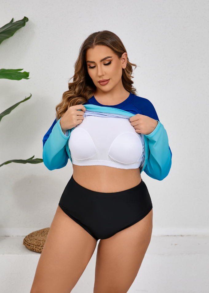 Halcurt Women Plus Size Rash Guard Swimwear